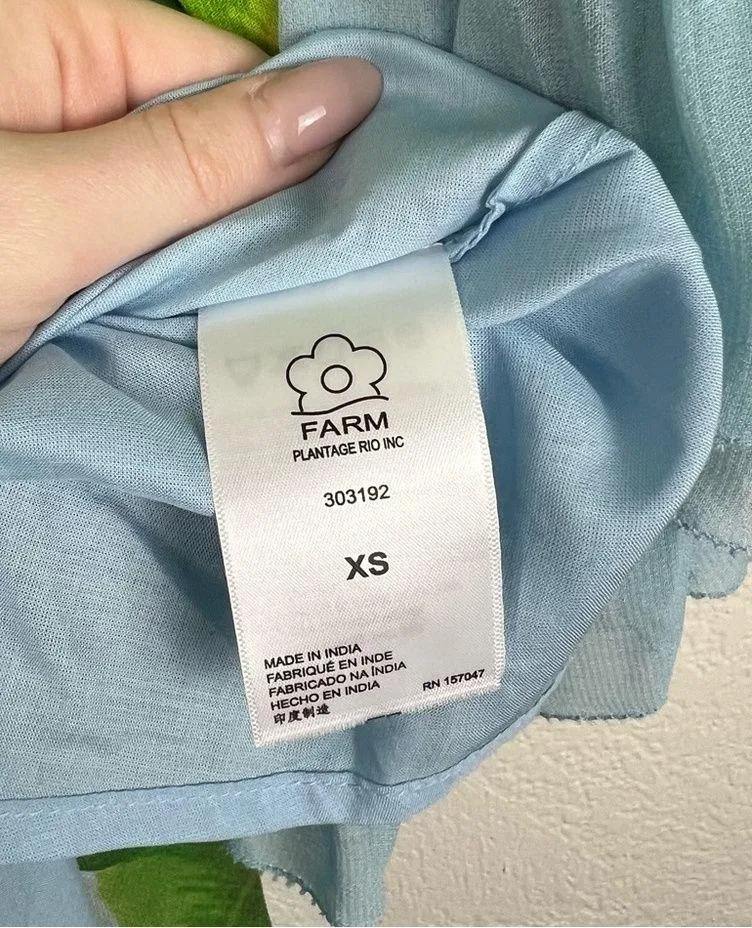 Farm Rio Fresh Bananas Butterfly Sleeve Maxi Dress Light Blue Green Size XS NWT - Image 5