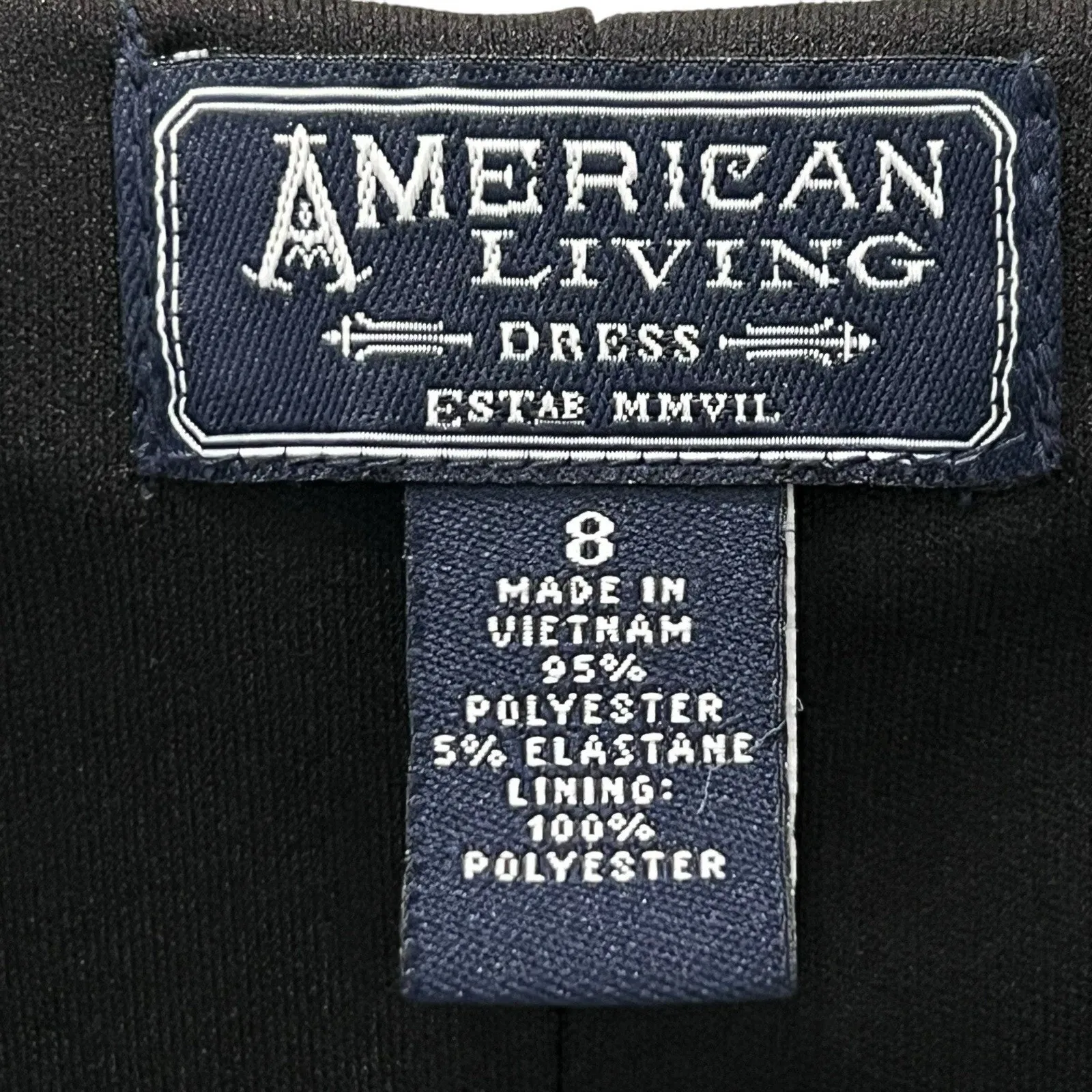 American Living Womens Black Sheath Dress 3/4 Sleeve Midi Length Ruching Size 8 - Image 8