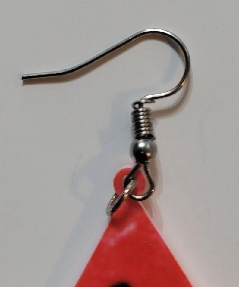 NWT! Acrylic Watermelon Fruit Dangle Earrings NEW Red - Image 5