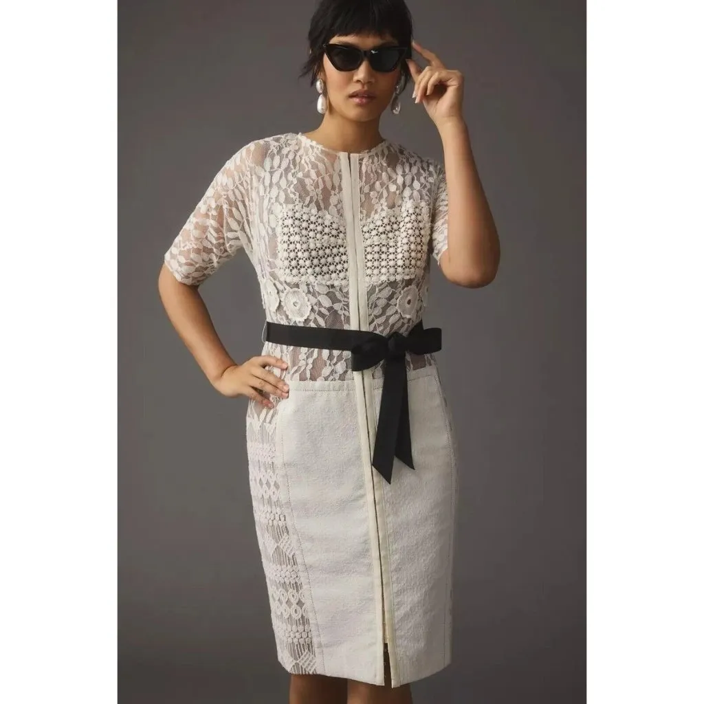 NWT Anthropologie Beguile by Byron Lars Carissima Sheath in Ivory Dress 20W $258 - Image 7