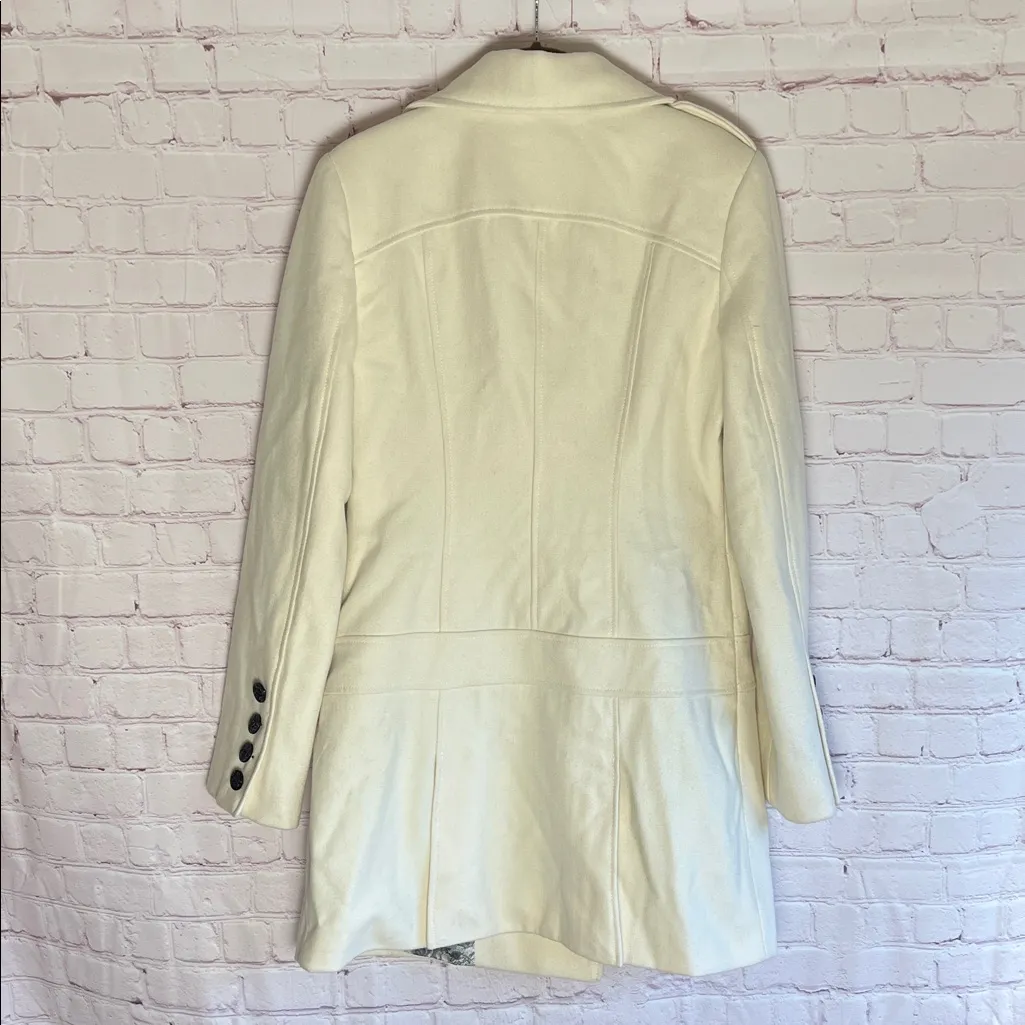 GUESS Women's Ivory Double Breasted Pea‎ Coat Size Small - Image 3