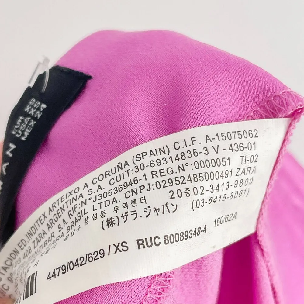 Zara High Waisted Satin Silky Wide Leg Flare Hot Pink Magenta Trouser Pants - Image 11