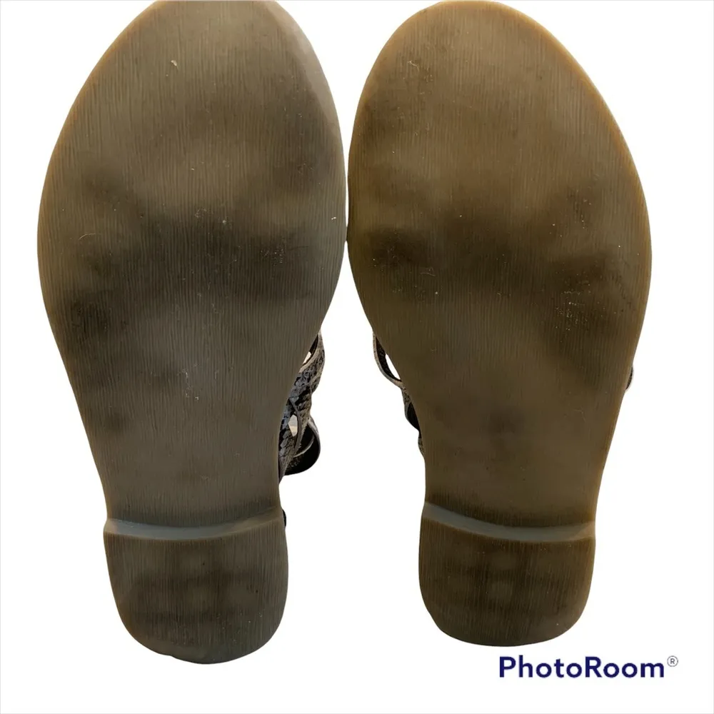 Very Volatile Black And Grey Snakeskin Gladiator Sandals. - Image 8