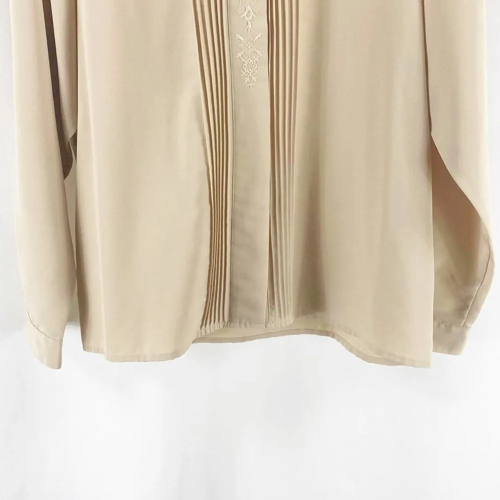 ATTITUDES 90s Y2K Vintage Nude Round Neck Button Down Shirt Size 14 - Image 11