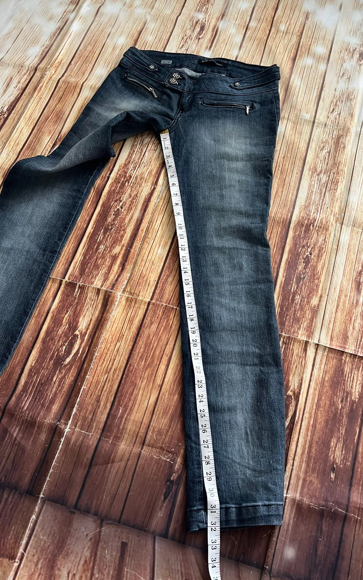 Women Low Rise Dark Wash Denim Boot Cut Jeans Size 30” - Image 6