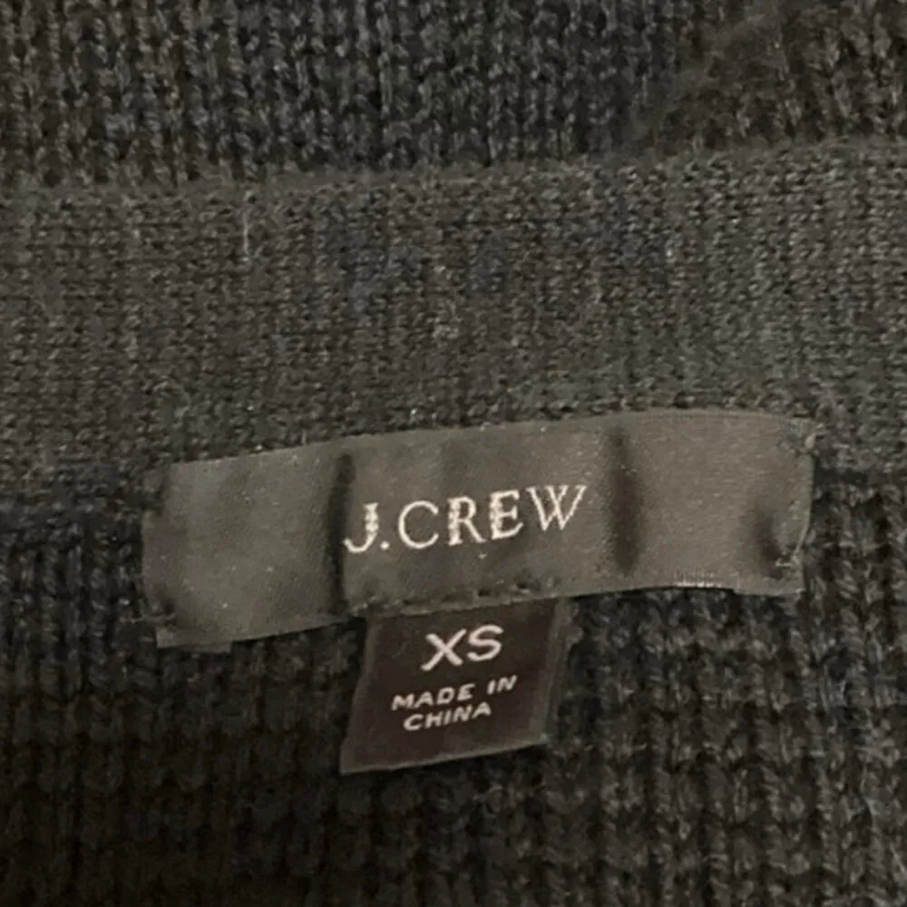 J.Crew Black Waffle Knit V Neck Long Sleeve Button Down Cardigan Sweater Top XS - Image 3