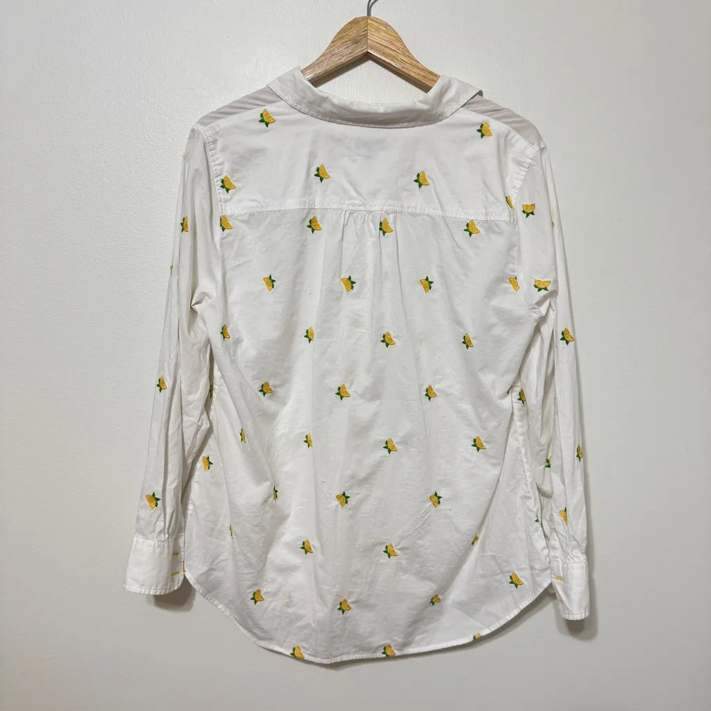 Talbots Classic Cotton Button Down with Embroidered Lemons 1X - Image 6