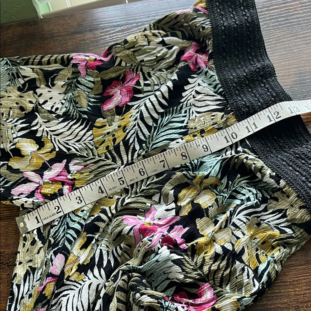 Vintage Hawaiian Tropical Floral Print Women's Pants with elastic waistband 90s Pink - Image 10