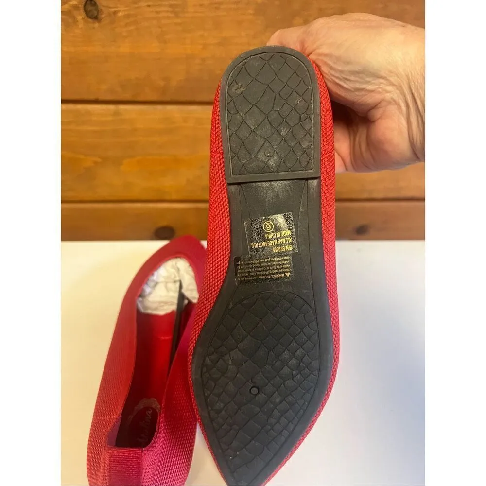 Atalina Woven Ballot Red Flats Shoes Sz 6 NIB Red - Image 4