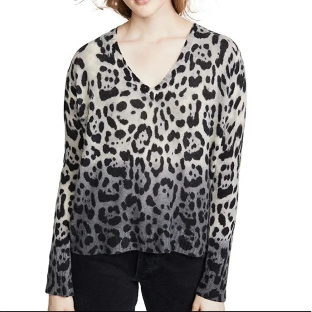 360 Cashmere Lauren Leopard Print OVERSIZED Ombré Sweater Fits like S/M - Image 3
