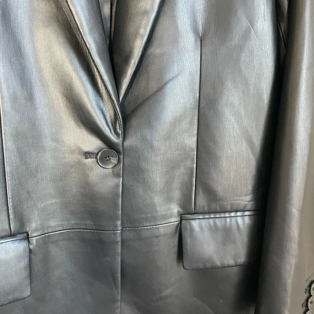 Zara faux leather oversized black blazer jacket size XS - Image 4