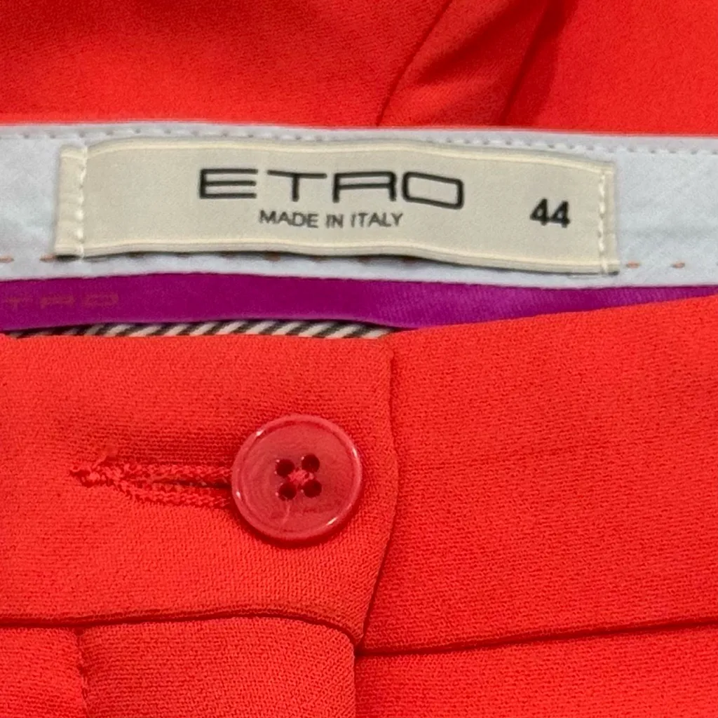 Vintage Etro Bright Orange Crop Pants Summer Retro Chic Quality EU44 US M Size M - Image 6