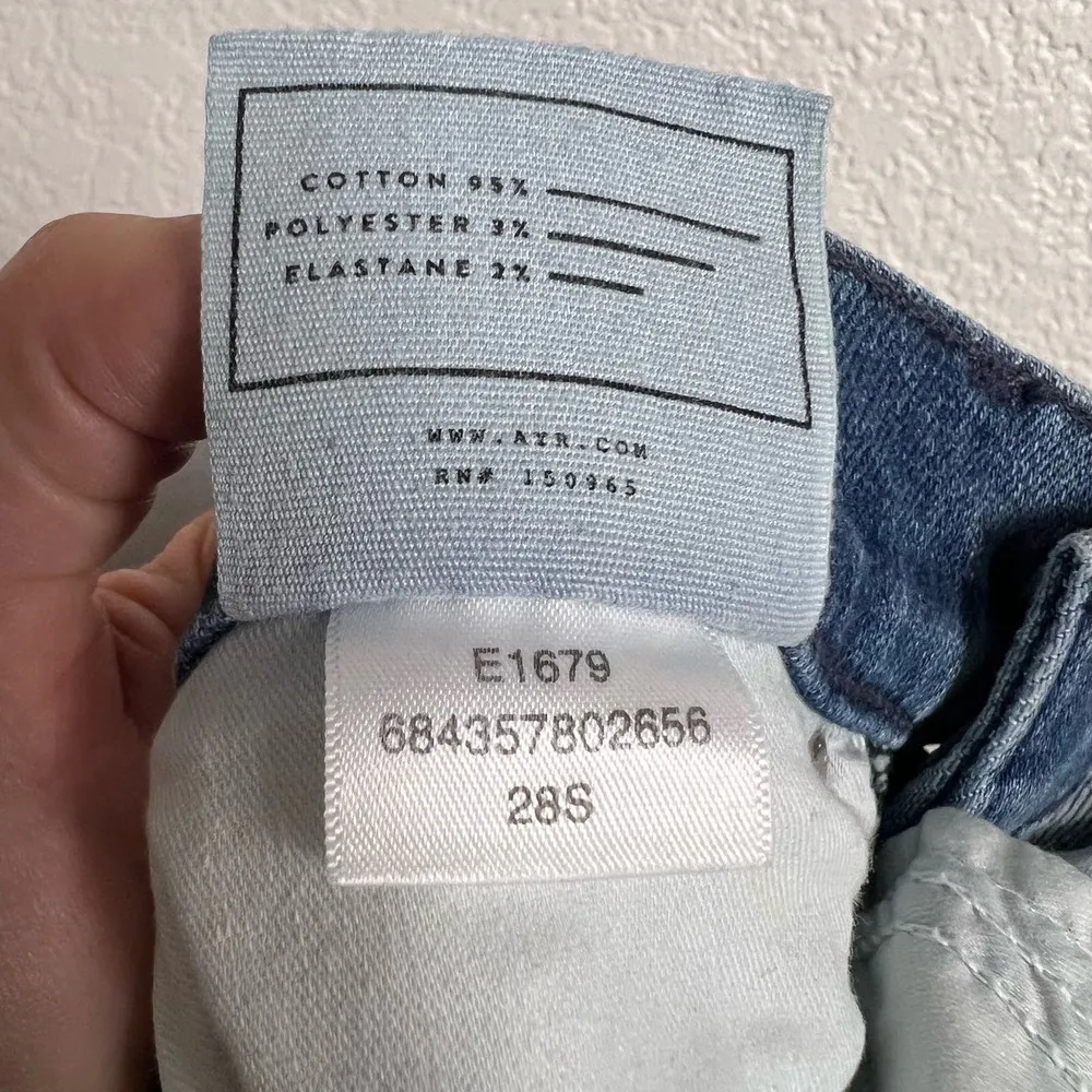 AYR The Bomb Pop Straight Leg Raw Hem High Rise Denim Blue Jeans Size 28S - Image 12