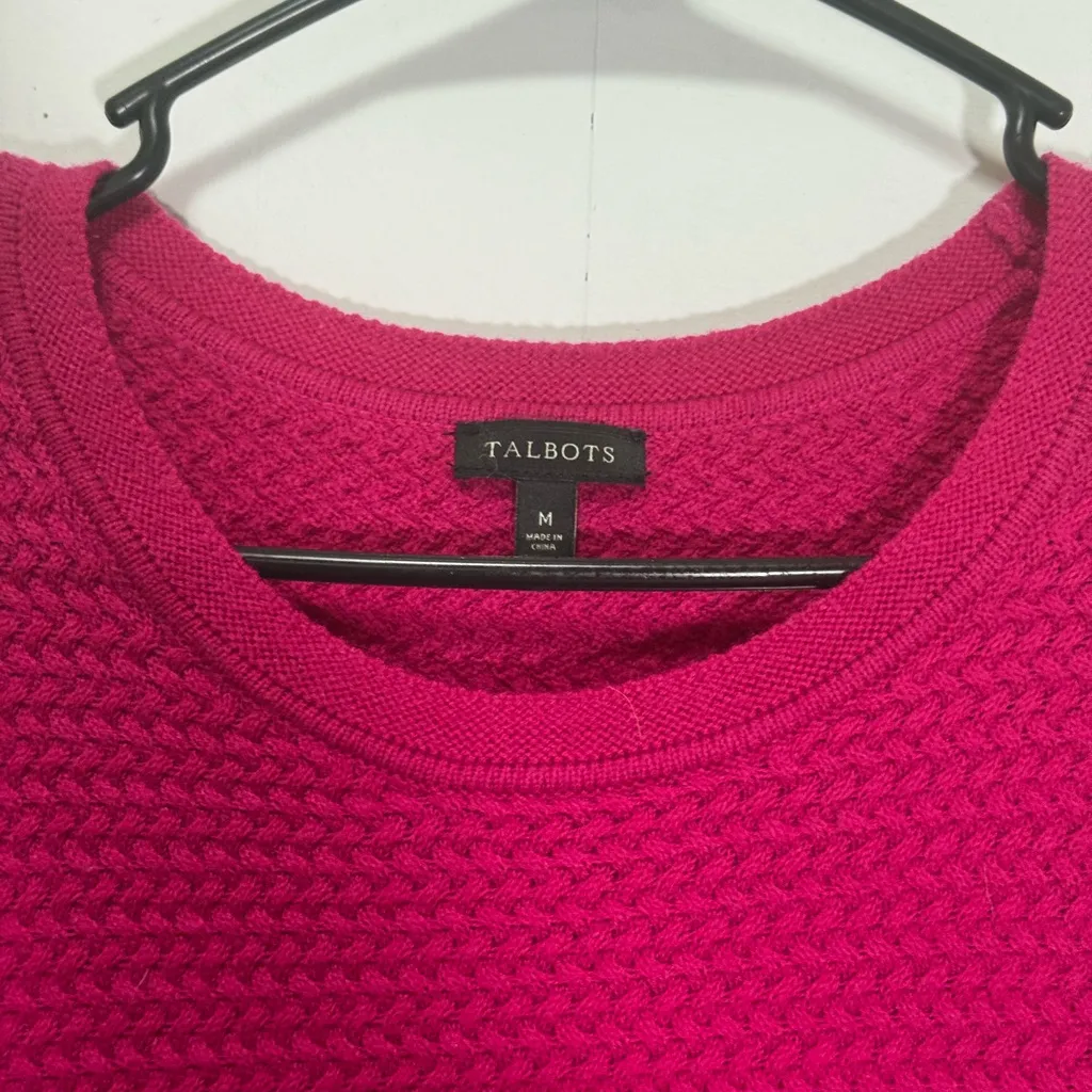 Talbots Pink Lambs Wool Blend Knit Sweater Sz M - Image 4