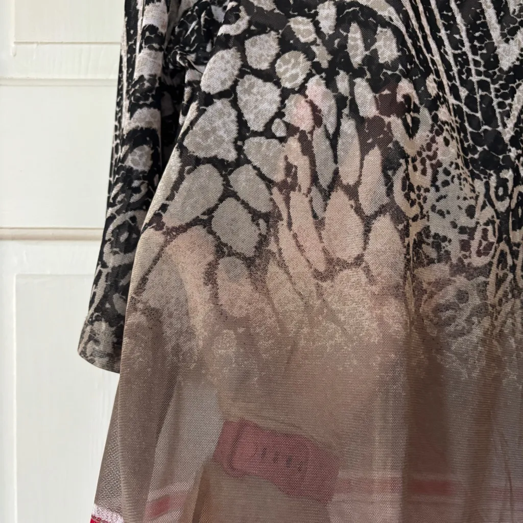 Chico's Size 3 Sheer Animal Print Western Blouse Leopard Top Shirt Chico Size XL - Image 3