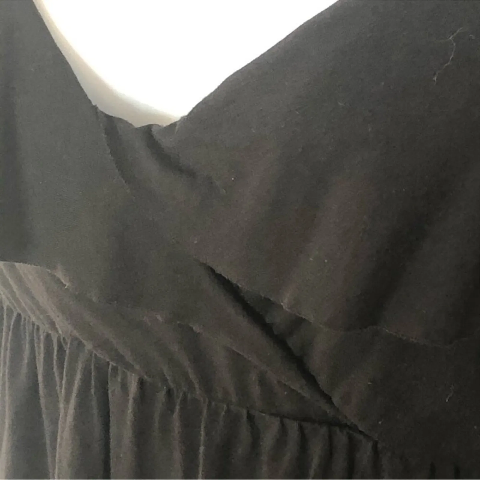 J.Crew Black Faux Wrap Ruffle Mini Dress Medium Sleeveless Elastic Waist - Image 8