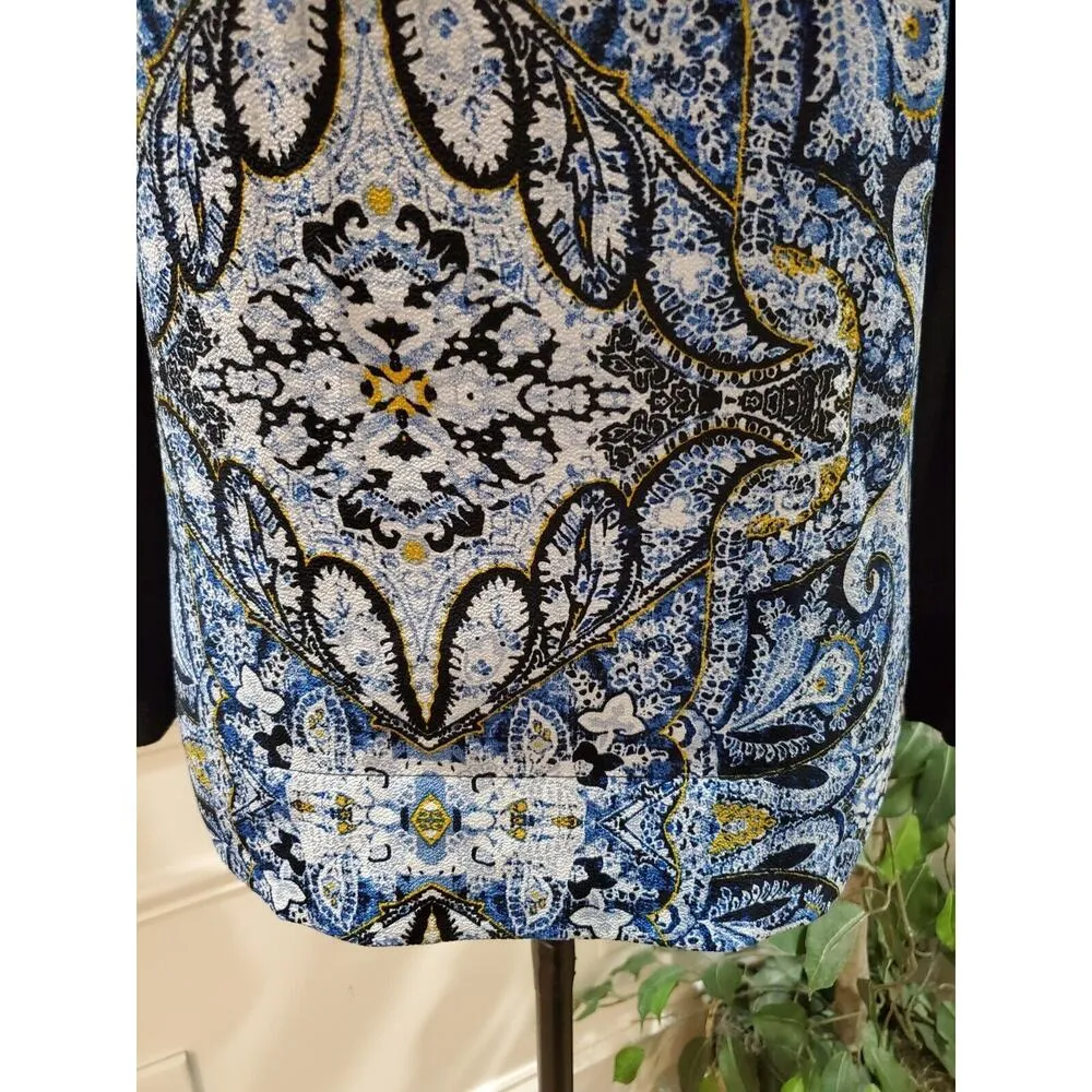 Jones New York Women Blue Paisley Polyester Round Neck Long Sleeve Top Shirt XL - Image 4