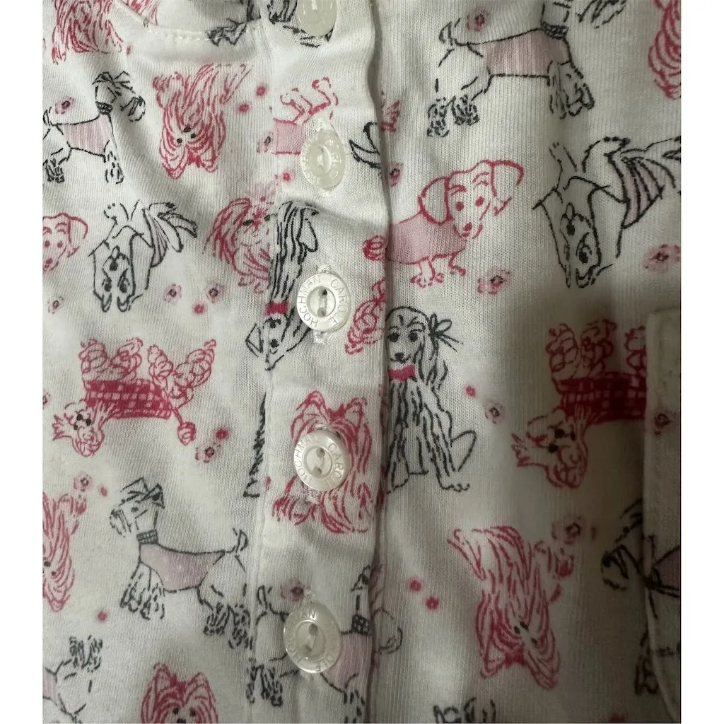 Carol Hochman Women's M Graphic Print Pajama Set White Collared Button - Image 5