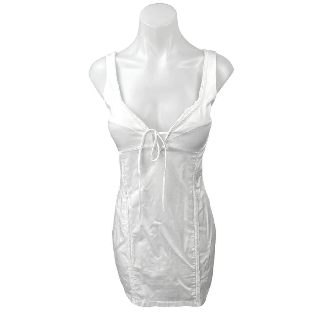 Zara Women's White Sleeveless V-neck Cami Camisole Mini Bodycon Tank Dress Sz S - Image 2