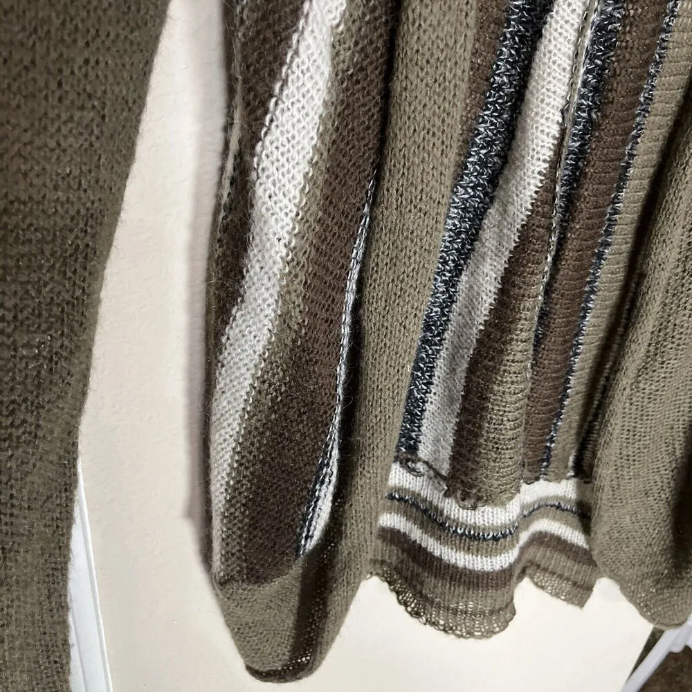 Aventura wool mohair blend Cardigan Sweater Brown Striped women's S Lagenlook - Image 4