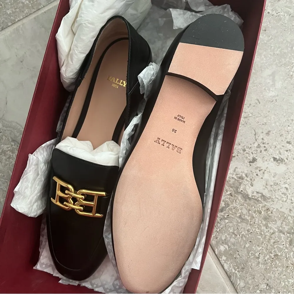 Bally BB logo loafers in Black, [Made in Italy] Size EU 38 in Box Retail $795 - Image 13