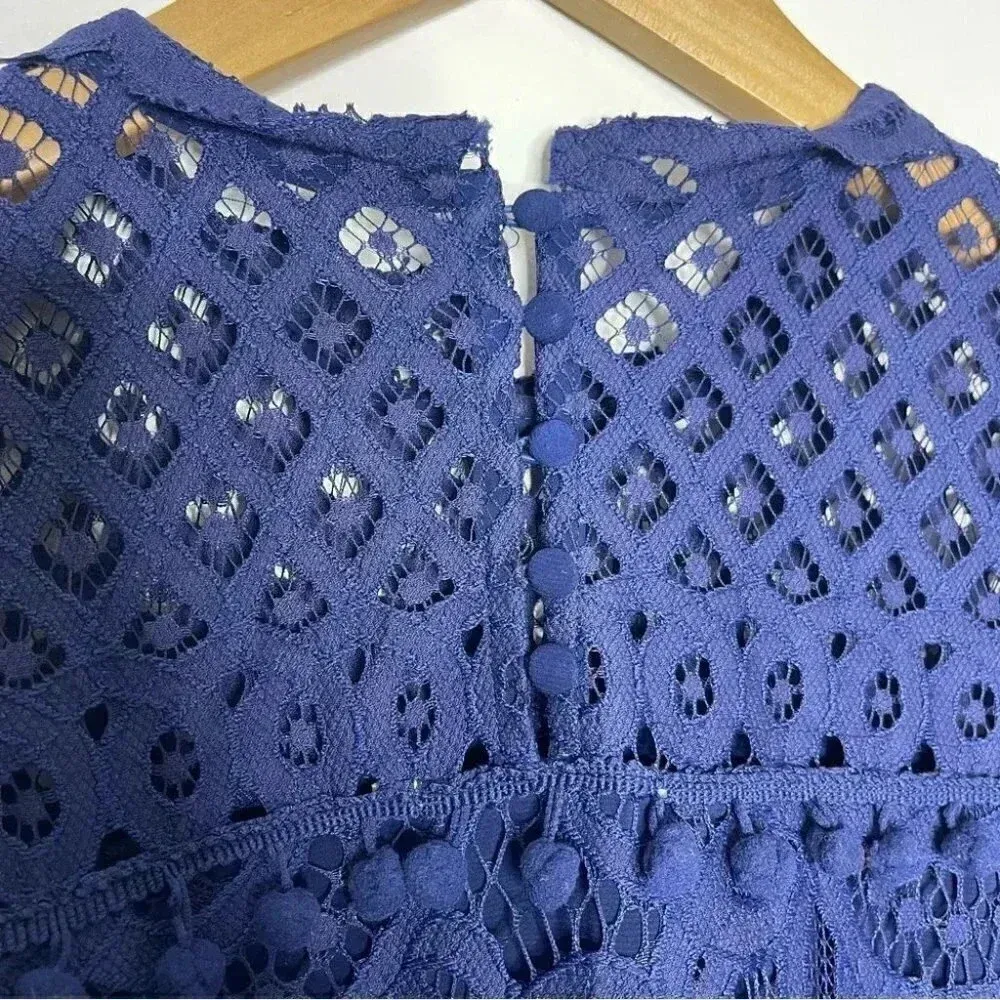 Tularosa x Revolve Matilda Navy Lace Eyelet Pom Pom Dress XS - Image 7