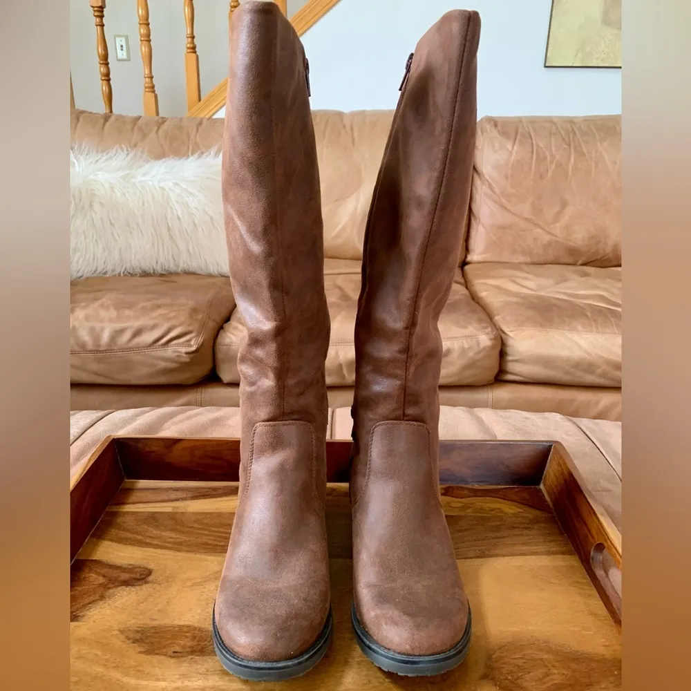 BareTraps Brown Leather Tall Boots - Image 5