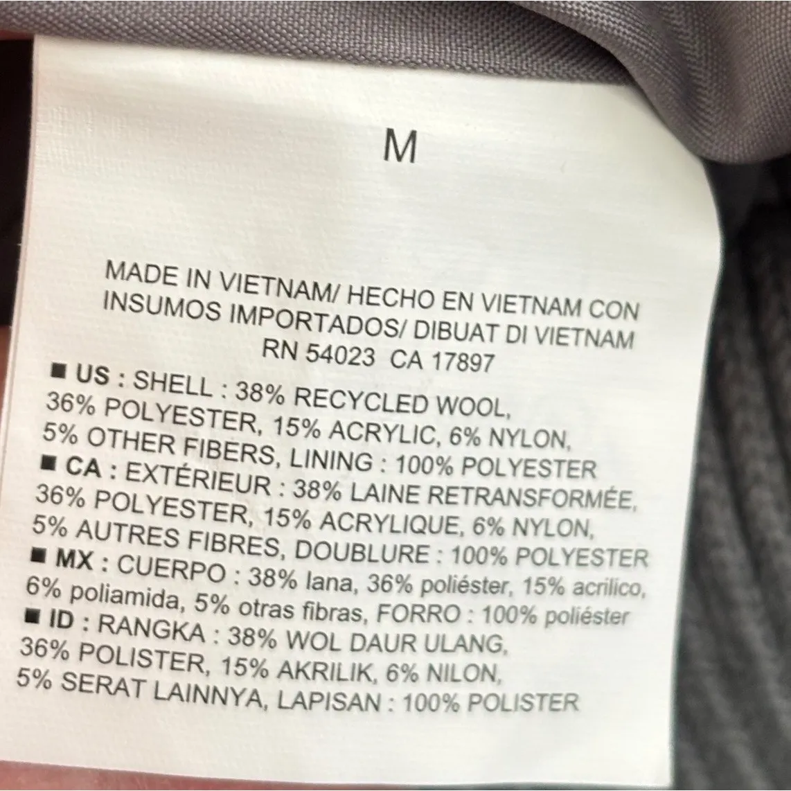 Old Navy Womens M Jacket Grey Wool Blend Bomber Ribbed Collar Cuffs Hem - Image 3