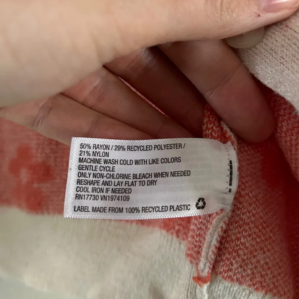 🦋 Wild Fable Cream Orange Floral Flower Print Cropped Cardigan Spring Medium - Image 4