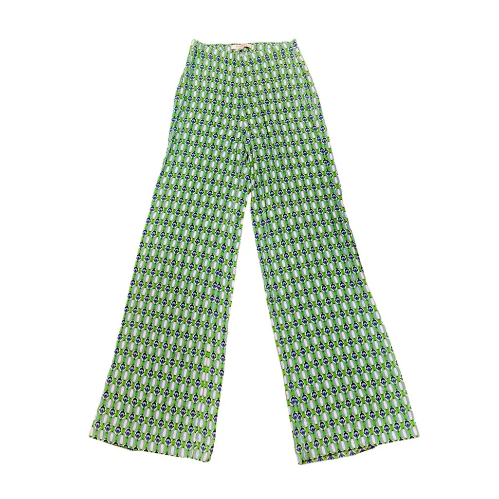 Favorite Daughter The Friday Pant High Rise Wide Leg in Retro Mosaic Print Green Size 2 - Image 5