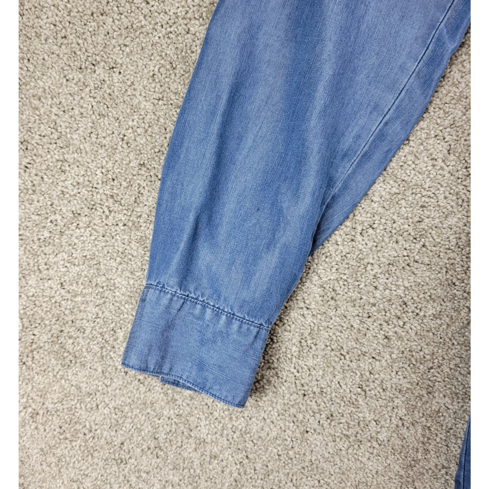 Falls‎ Creek Womens Chambray Demin Dress XL Blue Lace Up Collar Western Rodeo - Image 6