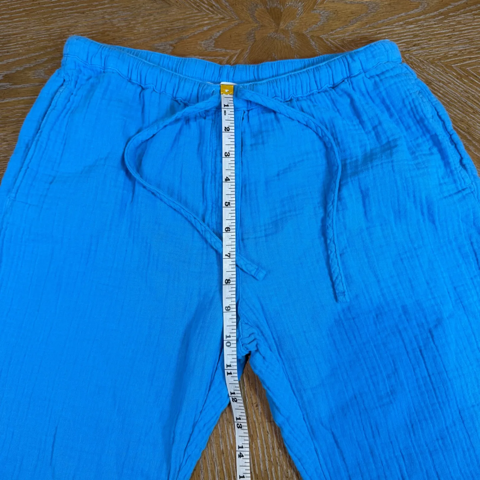 Xirena Jak Cotton Gauze Crinkle Cropped Pants Leisure Loungewear Blue Size Small - Image 8