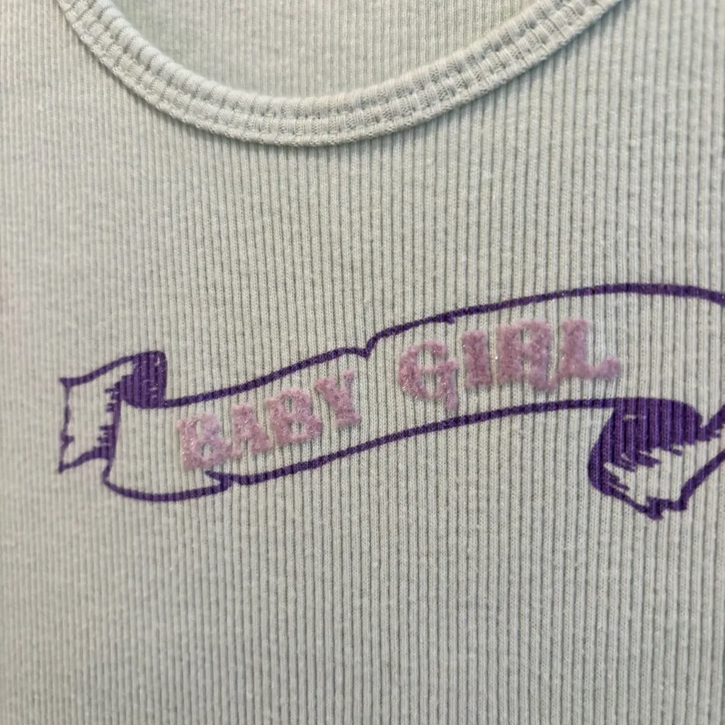 Y2K Baby Girl Xhilaration Tank Top Fuzzy Graphic 90's Women's 100% Cotton Size M - Image 3