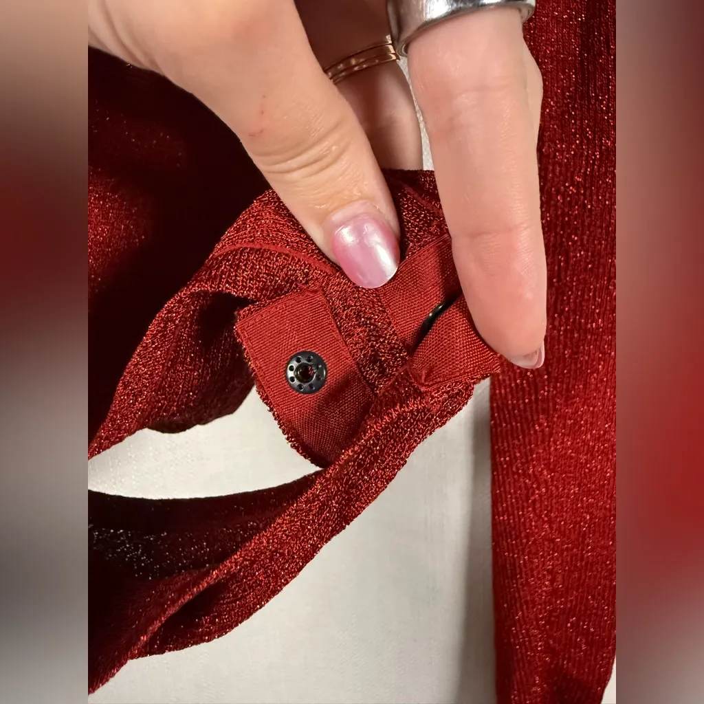 Victoria’s Secret Metallic Sparkly Red Long Sleeve Bodysuit Medium - Image 7