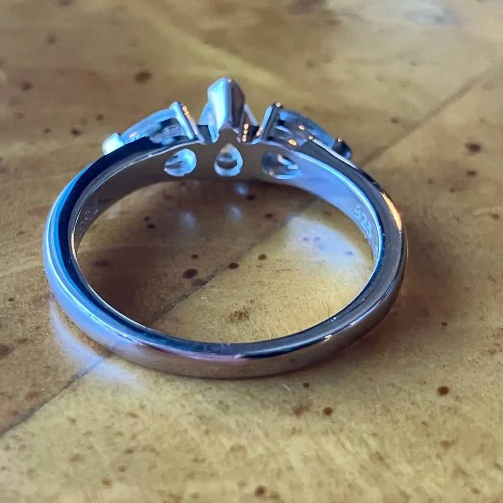 Natural Aquamarine Sterling Silver Ring Size 8 - Image 5