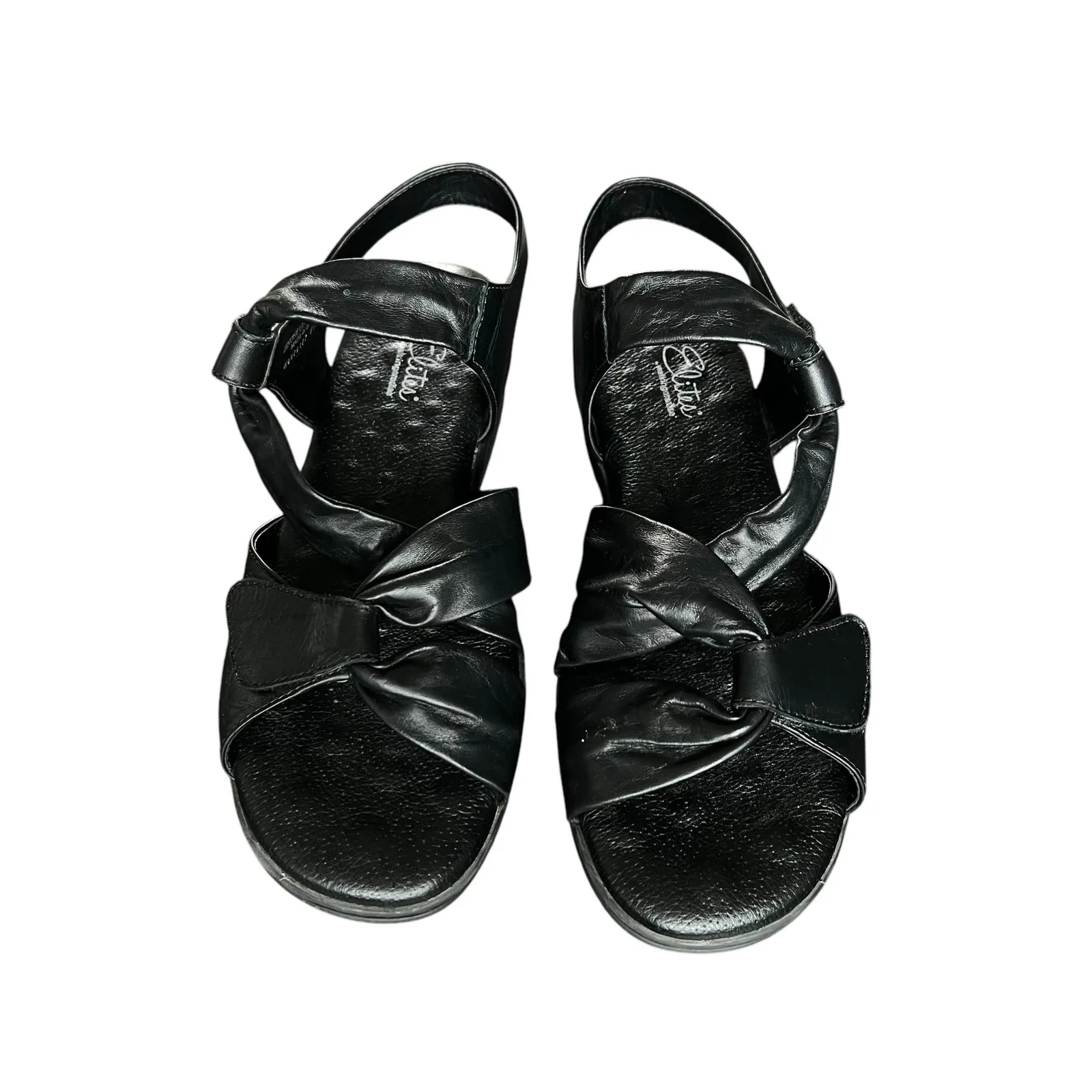 Elites by Walking Cradles Black Leather Valerie Comfort Sandals Size 8 Wide - Image 3
