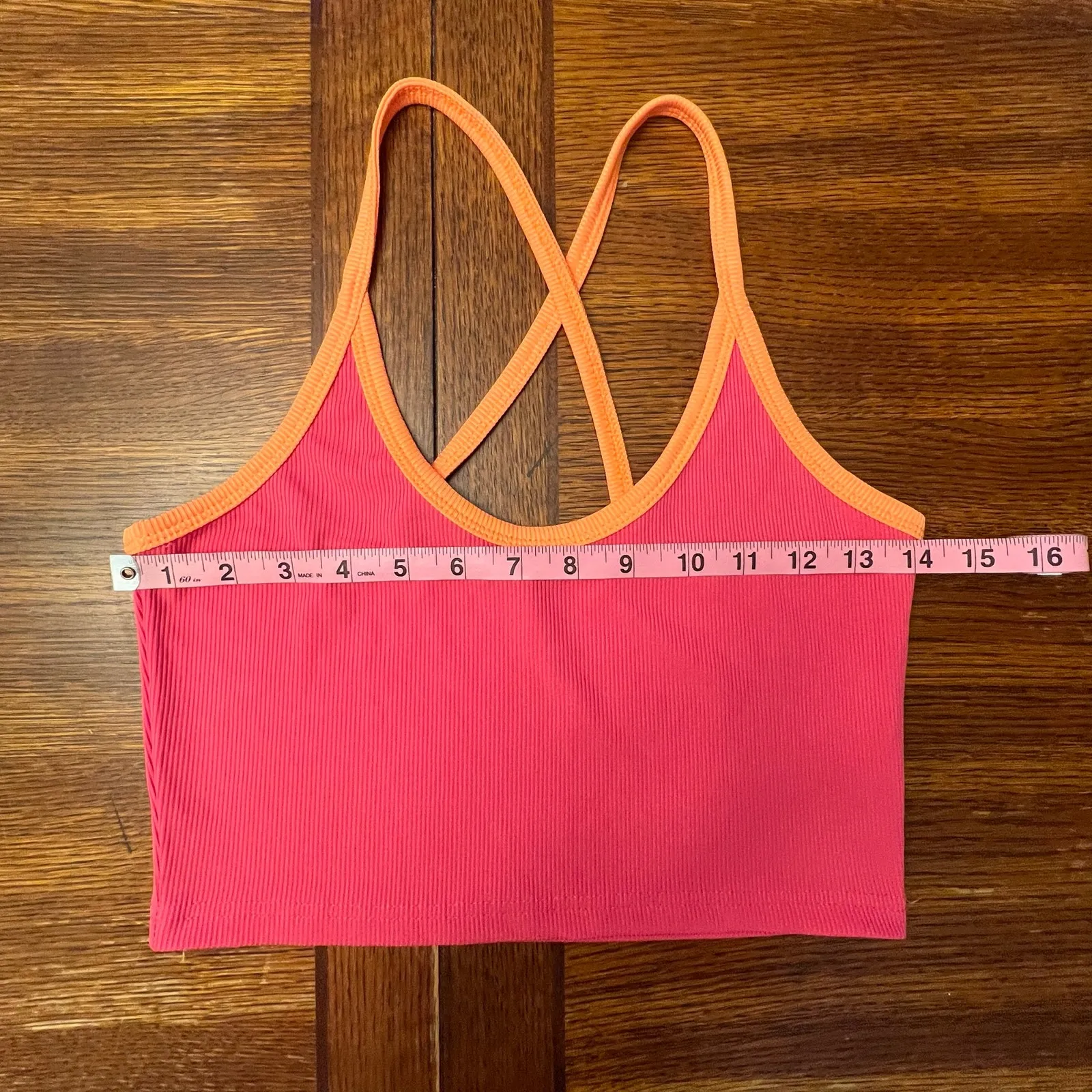 SHEIN Cross Back Hot Pink Strappy Spaghetti Strap Crop Top Medium - Image 3