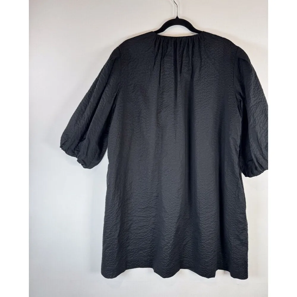 AYR Womens Dress Black Mini Textured Shift Balloon 3/4 Sleeve A Line Large - Image 9