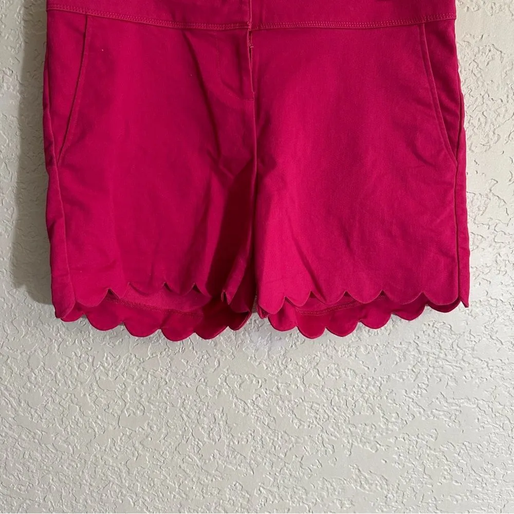 Isaac Mizrahi Hot Pink Scalloped‎ Hem Shorts Size 6 High Waist - Image 3
