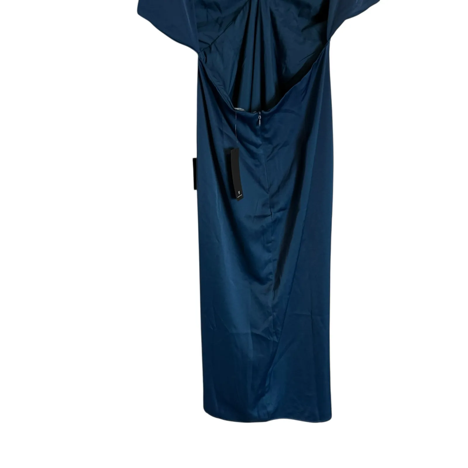 Lulus Incredible Love Navy Blue Satin Cowl Back V-Neck Midi Slip Dress Small - Image 6