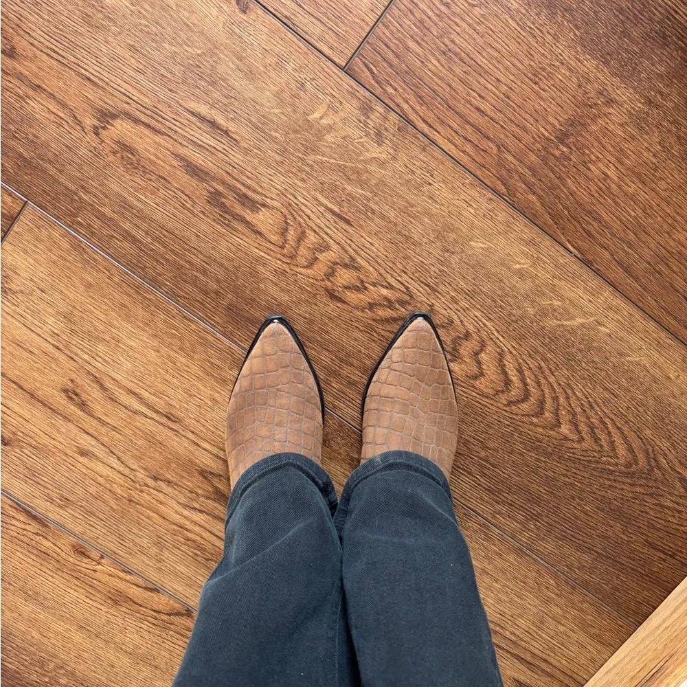 Brown Crocodile-Patterned Marc Fisher Ankle Boots - Image 7