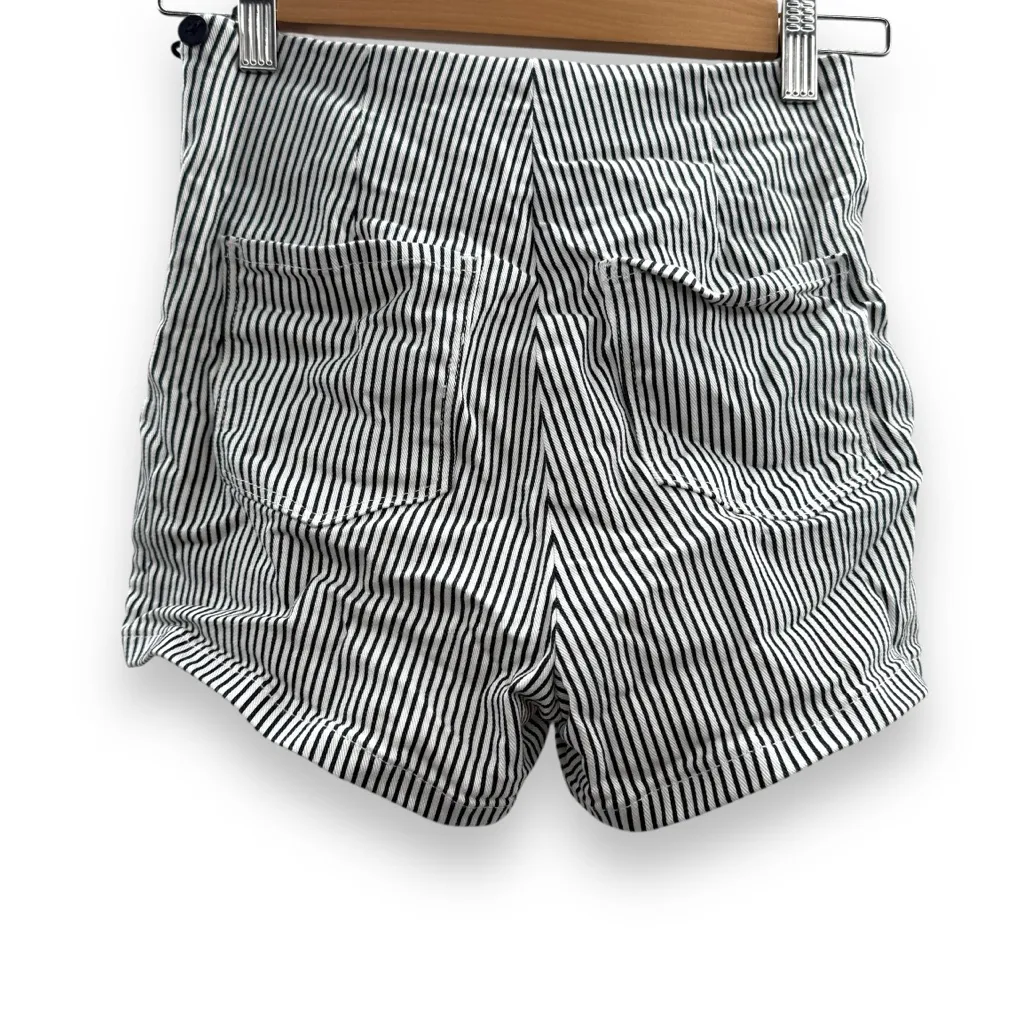 Maison Scotch‎ & Soda Black & White Striped High Rise Tie Front Shorts Sz 24 - Image 2