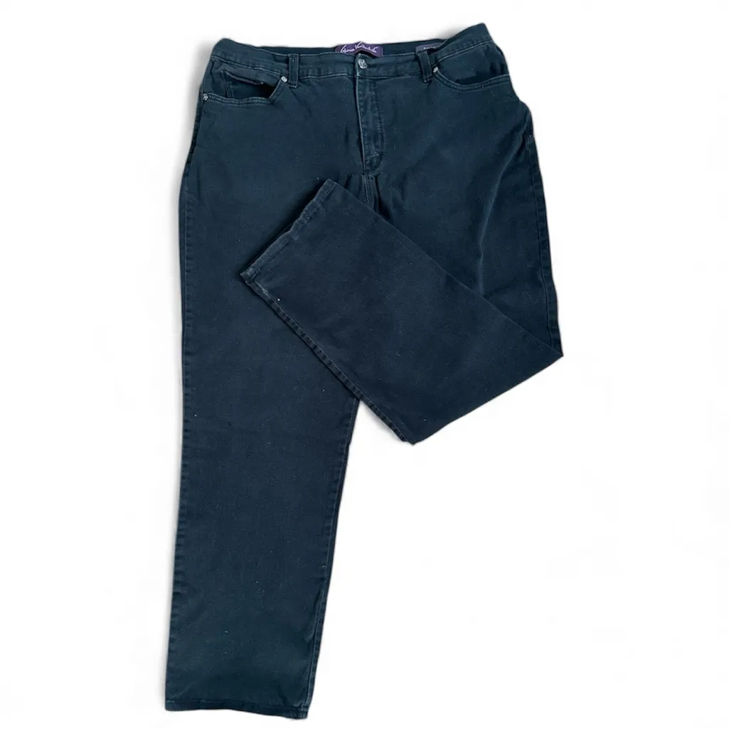 Gloria Vanderbilt Black Straight Leg Jeans Size 16 Amanda High Rise Stretch edgy - Image 2