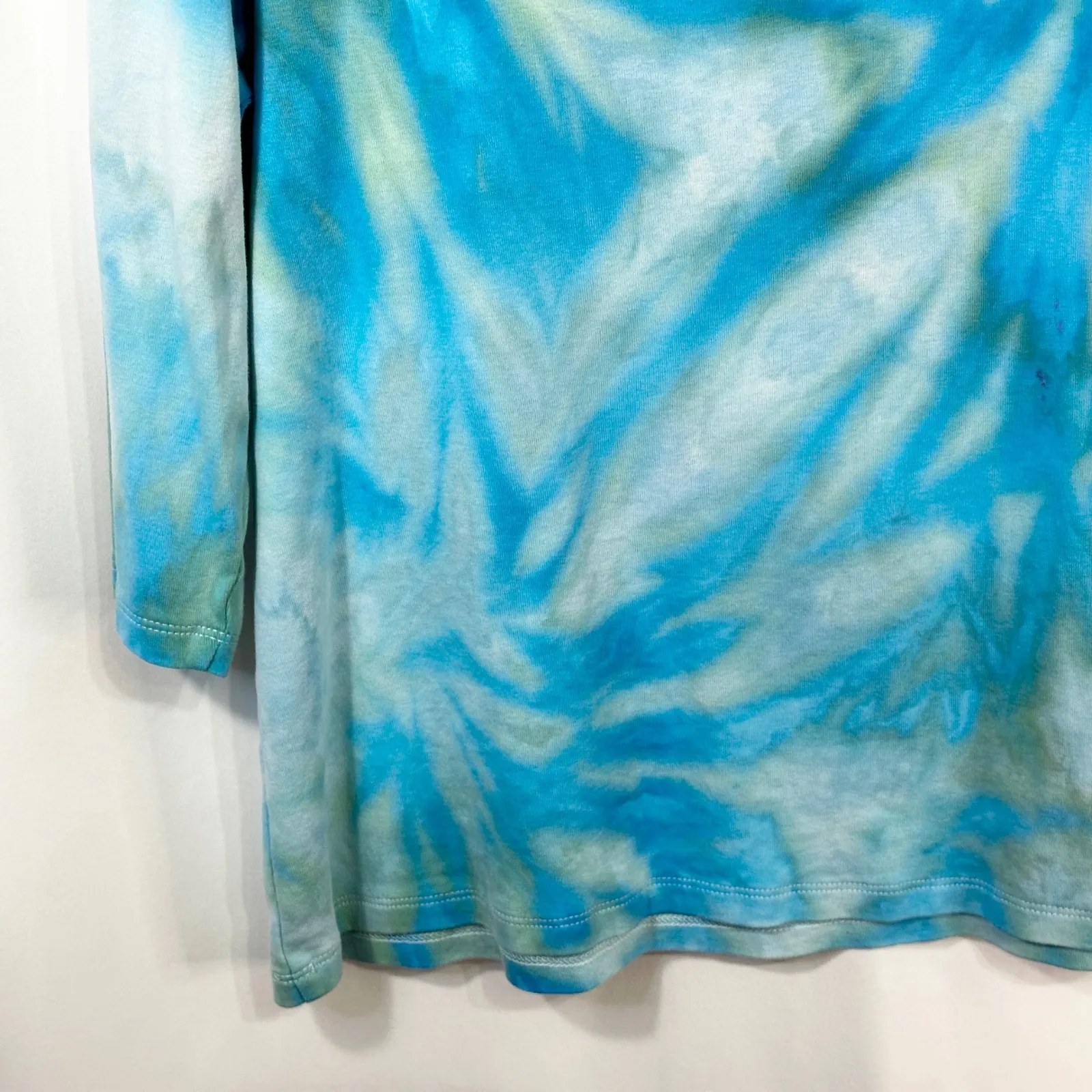 Chicos XL Top Handmade Tie Dye‎ Blue Green Cotton Boho Festival Artsy 469 - Image 10