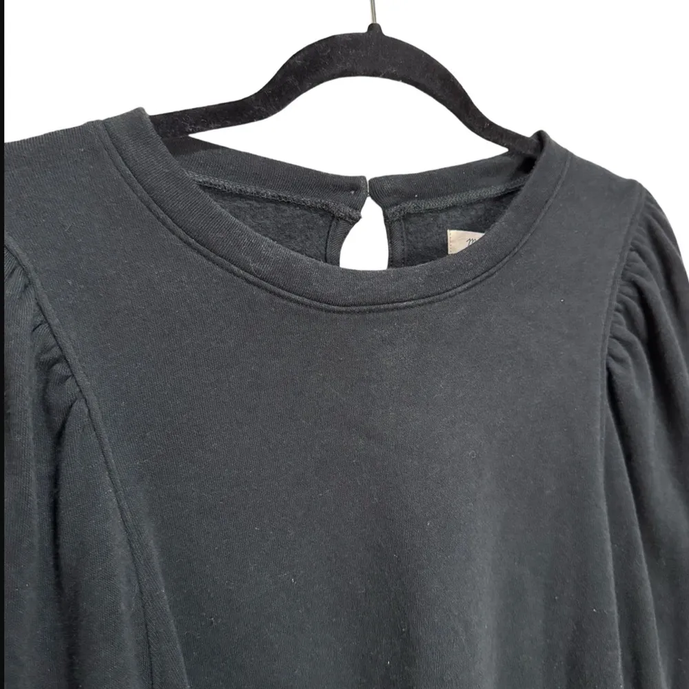 Madewell Puff Sleeve Long Sleeve Sweater - Soft Black Size L - Image 4