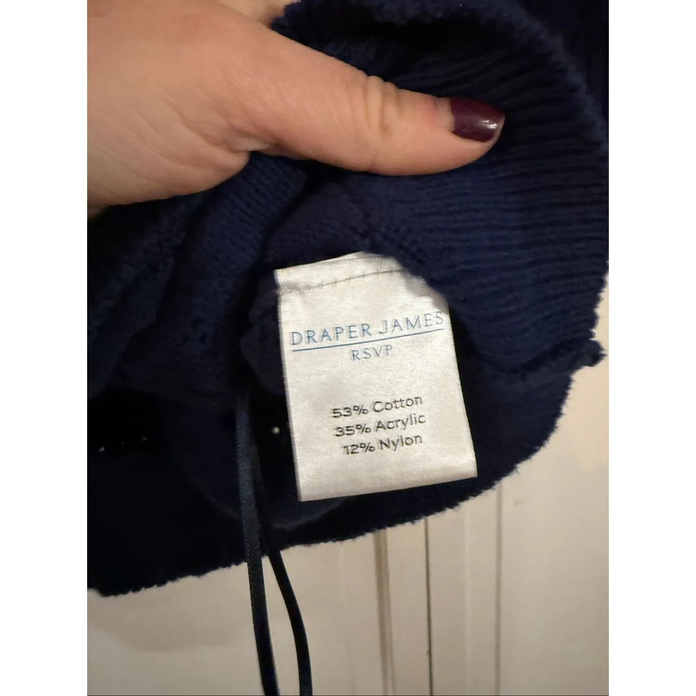 Draper James navy pointelle gold button short sleeve sweater XXL - Image 5