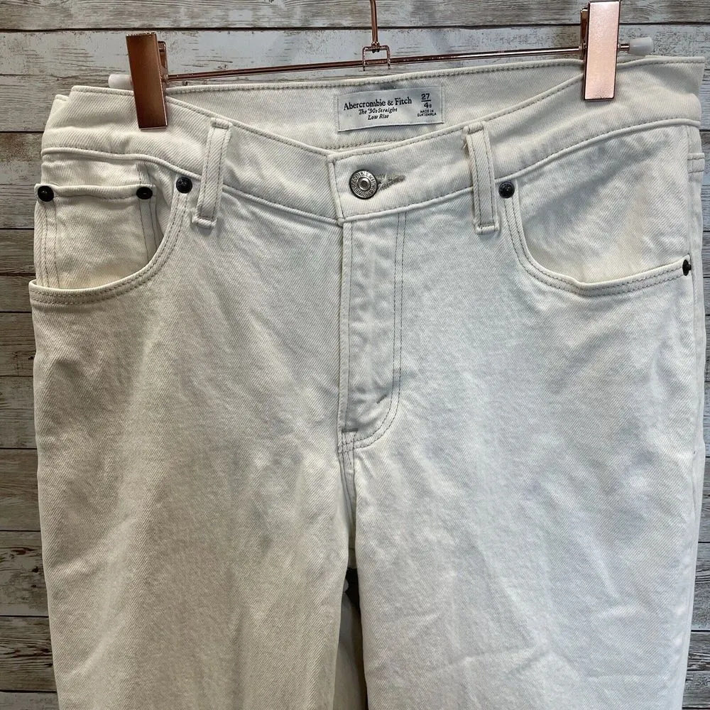 Abercrombie & Fitch Womens‎  4s/27 Jeans 90s Straight Low Rise Pants Cream Ivory - Image 9