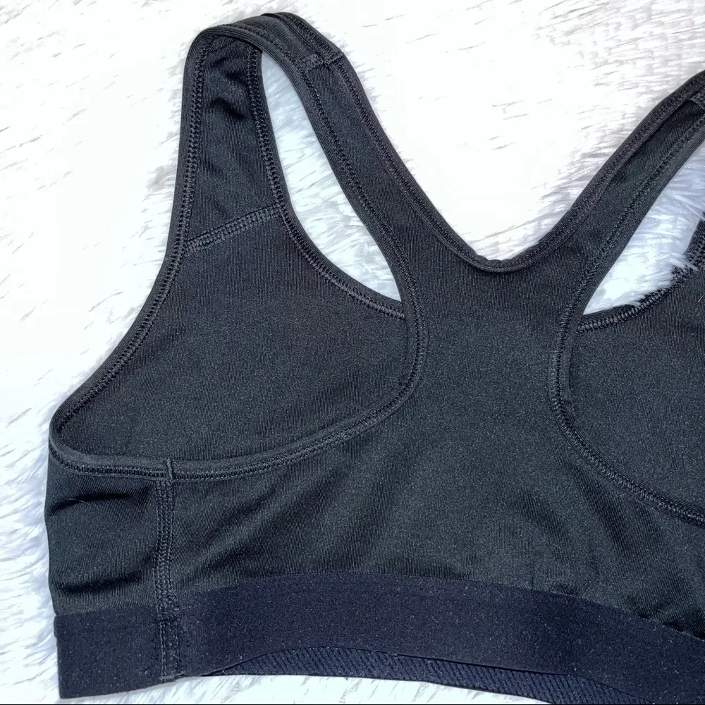 NIKE Dri-Fit Women’s Solid Black Sports Bra Small Swoosh Logo - Image 6