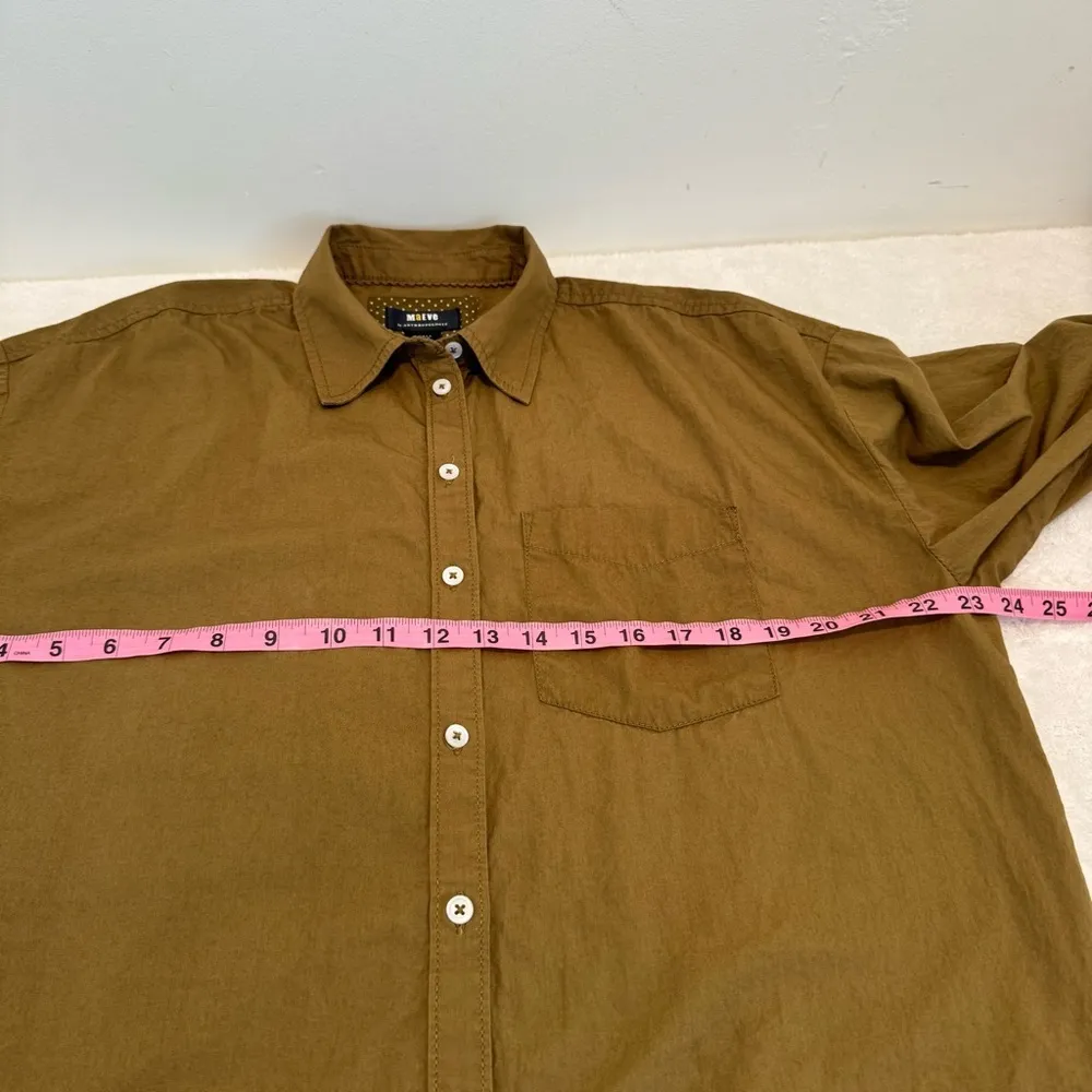 Maeve Bennet Button Down Shirt Sz M by Anthropologie Sz S 100% Cotton in Camel - Image 10