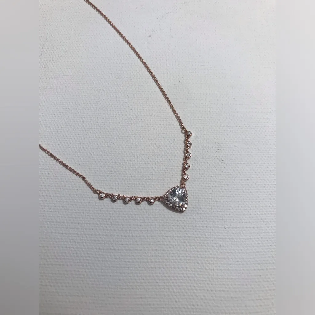 Bomb Party Dainty Rose Gold Tone Chain Necklace 17 inches plus extender Pink - Image 2